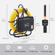 Bild in Galerie-Viewer laden, SucceBuy Sewer Camera 9" Pipeline Inspection Camera w/DVR Function w/12 Adjustable LED and 16 GB SD Card with 512Hz Locator IP68