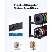 Charger l'image dans la visionneuse de galerie, Amocart 2-Tier Wall Mount Printer Filament Storage Rack with Wheels Rolling Filament Spool Holders for 3D Printing Studio