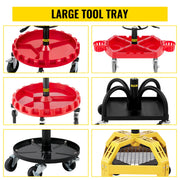 Bild in Galerie-Viewer laden, Amocart Rolling Garage Stool Car Detailing Stool Adjustable Height Mechanic Seat With Tool Tray Workshop Auto Repair Shop Stool
