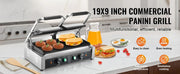 Charger l'image dans la visionneuse de galerie, Amocart Commercial Panini Grill 3600W Electric Sandwich Panini Maker 19"x9" Full Grooved Enamel Plate for Hamburger Steak Bacon