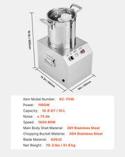 Bild in Galerie-Viewer laden, Amocart 6 10 15L Food Processor & Vegetable Chopper Food-Grade Stainless Steel Food Processor Chopper w/2 Extra S-Curve Blade