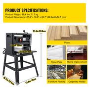 Load image into Gallery viewer, Amocart Electric Planer 12.5/13 inch Thicknesser Wood Planer With Stand & Dust Exhaust 1800W 8000RPM for Woodworking Power Tool