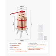 Load image into Gallery viewer, 6L 12L Fruit Wine Press Solid Wood Basket with 8 Blocks Heavy Duty Manual Juice Maker Cider Apple Grape Making Press