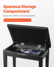 Charger l'image dans la visionneuse de galerie, Amocart Piano Use Chair, Piano Bench with High-Density Padded Cushion & Storage Compartment Wooden Piano Bookcase Stool Seat