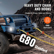 Charger l'image dans la visionneuse de galerie, Amocart G80 V Towing Bridle Chain Towing with 15" J & Grab Hooks Transport Tow Chain Bridle for Flatbed Truck Wrecker Recovery