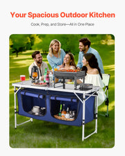 Bild in Galerie-Viewer laden, Amocart Camping Kitchen Table Folding Outdoor Cooking Table Aluminum Lightweight Portable Cook Station Foldable Camp Table