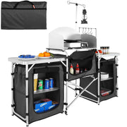 Bild in Galerie-Viewer laden, Amocart Camping Outdoor Kitchen Table Cabinet Foldable Folding Cooking Storage Rack Aluminum Alloy Bracket for BBQ Picnic