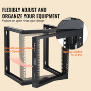 Bild in Galerie-Viewer laden, Amocart 9U Wall Mount Rack 150lbs Max Load Capacity Open Frame Server Network Rack with Cage Nuts Screw for Server IT Equipment