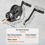 Charger l'image dans la visionneuse de galerie, Amocart Hand Winch Boat Trailer Winch Heavy Duty Rope Crank Polyester Strap & Two-Way Ratchet Manual Operated Hand Crank Winch