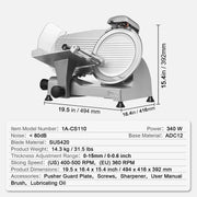 Charger l'image dans la visionneuse de galerie, 【Premium】Amocart Meat Slicer 8/10inch Carbon Steel Blade Electric Deli Food Slicer Adjust le Thickness Commercial Home Cut Meat