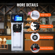 Bild in Galerie-Viewer laden, Amocart 4L Commercial Ice Cream MachineSingle Flavor Countertop Soft Serve Ice Cream Maker Touch Screen Auto Clean Pre-cooling