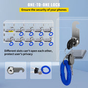 Charger l'image dans la visionneuse de galerie, Amocart Cell Phone Storage Locker 10/20 Slots Acrylic Material w/ Door Locks &Keys Wall-Mounted Cabinet Pocket Office Classroom