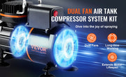 Bild in Galerie-Viewer laden, Amocart Airbrush Kit, Dual Fan Air Compressor Professional Airbrushing System Kit Airbrushes Mixing Wheel Cleaning Brush Set