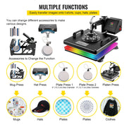 Load image into Gallery viewer, Amocart Combo Heat Press Machine 5/6/8 in 1 30*38CM 38*38CM Muntifunctional Sublimation Printer Transfer Mug Hat Plate T-Shirt