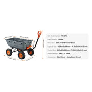 Charger l'image dans la visionneuse de galerie, Amocart Dump Cart Poly Garden Dump Cart Easy to Assemble Steel Frame Dump Wagon with 2-in-1 Convertible Handle Safe Transport