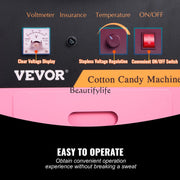 Charger l'image dans la visionneuse de galerie, Amocart Electric Cotton Candy Machine with Cart 1000W Commercial Floss Maker with Stainless Steel Bowl Sugar Scoop and Drawer