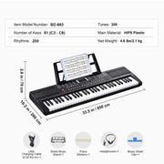Bild in Galerie-Viewer laden, Amocart 61 Key Digital Keyboard Piano Electric Portable Piano 200 Tones 200 Rhythms or 600 Tones 500 Rhythms for Beginner Use