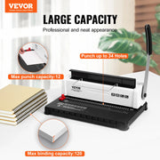 Charger l'image dans la visionneuse de galerie, Amocart Coil Spiral Binding Machine Manual Book Maker 34-Holes Binding 120 Sheets Punch Binder Adjustable Coil Binding Spines