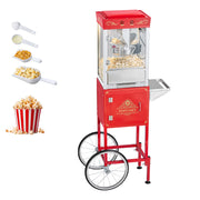 Charger l'image dans la visionneuse de galerie, Amocart Popcorn Machine with Cart Stainless Steel Kettle Popcorn Maker with 2-Button Control Glass Wall PC Door 1 Scoop 3 Spoon