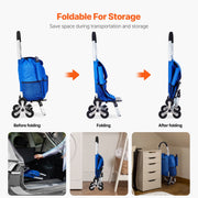 Bild in Galerie-Viewer laden, Amocart 36L Folding Shopping Cart Stair Climbing Handcart with Wheels & Oxford Cloth Bag Hand Truck for Grocery Laundry Storage