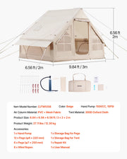 Charger l'image dans la visionneuse de galerie, Amocart Inflatable Tents for Camp Easy Setup Blow up Tent w/ Hand Pump 300D Oxford Tent with Stove Jack Storage Bag Included