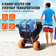 Charger l'image dans la visionneuse de galerie, Amocart Beach Dolly with Big Wheels for Sand 165LBS Folding Cart with Cargo Deck Solid Wheel Adjustable Height Cart for Beach