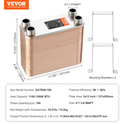 Charger l'image dans la visionneuse de galerie, Amocart Heat Exchanger 5"x 12" 80 Plates Brazed Plate Stainless Steel for Floor Heating Water Heating Snow Melting Beer Cooling