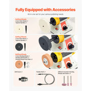 Charger l'image dans la visionneuse de galerie, Amocart Bench Buffer Polisher 1/2HP 0 to 8000RPM with 4"Cloth Wheel 3"Grinding Wheel 3"Fiber Wheel for Metal Jewelry Plastic