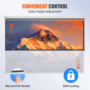 Bild in Galerie-Viewer laden, Amocart Manual Pull Down Projector Screen 100 inch 16:9 4K 1080 HD Retractable Projector Screen for Family Home Office Theater