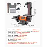 Charger l'image dans la visionneuse de galerie, Amocart 6in Disc Sander & 2in x 42in Belt Sander 420W Bench Belt Disc Sanders Combo for DIY Woodworking Furniture Refinishing