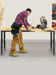Charger l'image dans la visionneuse de galerie, Amocart 2000 lbs Adjustable Garage Workbench 48/61" L x 20" W Work Table with 28.3"-38.1" Height & Hardwood Top for Office Home
