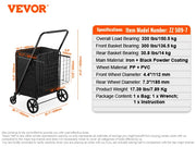 Bild in Galerie-Viewer laden, Amocart Folding Shopping Cart w/ Removable Waterproof Liner 106/330LBS Large Capacity 360° Swivel Wheels Dense Metal Mesh Base