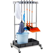 Load image into Gallery viewer, Amocart Garden Tool Organizer Yard Tool Tower Rack 10 Slots with Hook & Wheels Broom Storage for Garage Outdoor Organization
