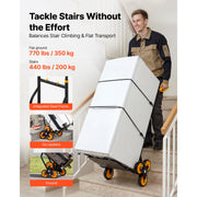 Charger l'image dans la visionneuse de galerie, Amocart 440/770 lbs Stair Climbing Cart Folding Trolley Cart with Telescoping Handle 6 Wheels 2 Bungee Cords for Home Groceries