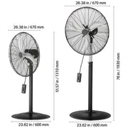 Charger l'image dans la visionneuse de galerie, Amocart Industrial Pedestal Fan 16/18/24 Inch 75-Degree Oscillating Fan Height Adjustable Standing Fans with 3 Adjustable Speed