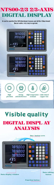 Load image into Gallery viewer, NT800 2/3 Axis Display LCD DRO Digital Readout TTL AC110V/220V For Milling boring machine EDM Linear Scale Encoder 9 Languages