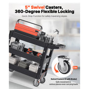 Charger l'image dans la visionneuse de galerie, Amocart 2/3 Shelf Utility Service Cart Dolly with 360° Swivel Wheels Ergonomic Storage Handle for Warehouse/Garage/Cleaning