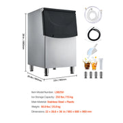 Charger l'image dans la visionneuse de galerie, Amocart 250LBS Commercial Ice Maker with Storage Bin Ice Bin Stainless Steel Ice Maker Machine with Filter for Home Bar Hotel