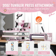 Bild in Galerie-Viewer laden, Amocart Heat Press Machine 12x15 inch 8 in 1 Heat Transfer Machine 360° Swing Away T-Shirt for T-Shirts/Mugs/Hats/Plates Pink