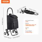 Bild in Galerie-Viewer laden, Amocart 36L 110Lbs Grocery Cart Folding Shopping Cart Hand-pulled Trolley Household Portable Storage Stair Climbing Handcart