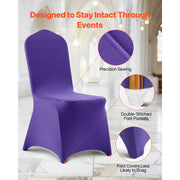 Load image into Gallery viewer, SucceBuy 50 Pcs Purple Chair Covers Polyester Spandex Chair Cover Stretch Slipcovers for Wedding Party Flat-Front Chair Covers