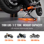 Bild in Galerie-Viewer laden, Amocart Motorcycle Lift 1100 LBS Motorcycle Scissor Lift Jack with Safety Pin Steel Motorcycle Jack Hoist Stand for Motorbike
