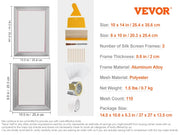 Charger l'image dans la visionneuse de galerie, Amocart Screen Printing Kit 2/3 Pieces Aluminum Silk Screen Printing Frames 110 Count Mesh 5 Glitters and Screen Printing