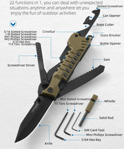 Load image into Gallery viewer, LETGOS Pocket Folding Knife, 22 in 1,Survival Gear EDC Rescue Tool with nylon sheath, Emergency, Camping, Hunting, Gift for dad