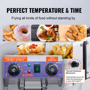 Bild in Galerie-Viewer laden, Amocart Electric Deep Fryer w/Dual Removable Tanks 12L 5000W Commercial Countertop Fryer for Chicken French Fries