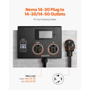 Bild in Galerie-Viewer laden, Amocart Smart Power Distribution for Dryer and EV, 3-Color LED Indicator, With NEMA 14-30 Plug, NEMA 14-30 & NEMA 14-50 Outlets