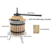 Load image into Gallery viewer, Fruit Crusher Apple Cider Wine Press 3.17 Gallon 12L Solid Wood Basket Press
