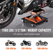 Charger l'image dans la visionneuse de galerie, Amocart Motorcycle Lift 1100 LBS Motorcycle Lift Scissor Lift Jack with Dolly&Hand Crank Center Hoist Crank Stand for Motorbike