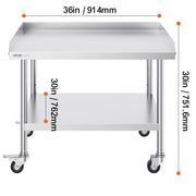 Load image into Gallery viewer, Amocart Stainless Steel Work Table Commercial Food Prep Worktable with 4 Wheels Heavy Duty Prep Worktable for Restaurant Home