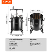 Bild in Galerie-Viewer laden, Amocart Spray Paint Pressure Pot 15L Pressure Pot Tank 60psi Adjustale Pressure Steel Pressure Pot Paint Tank Spray Gun Hose